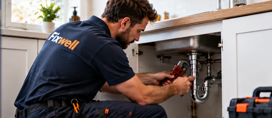 A Fixwell tradesperson at work: plumbing