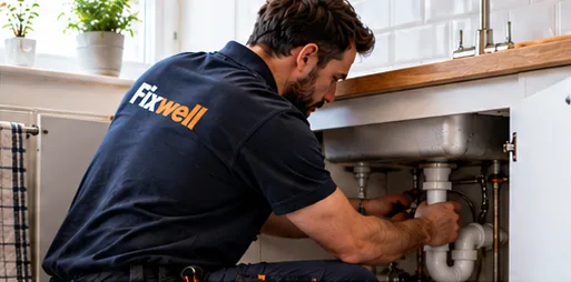 A Fixwell tradesperson at work: plumbing